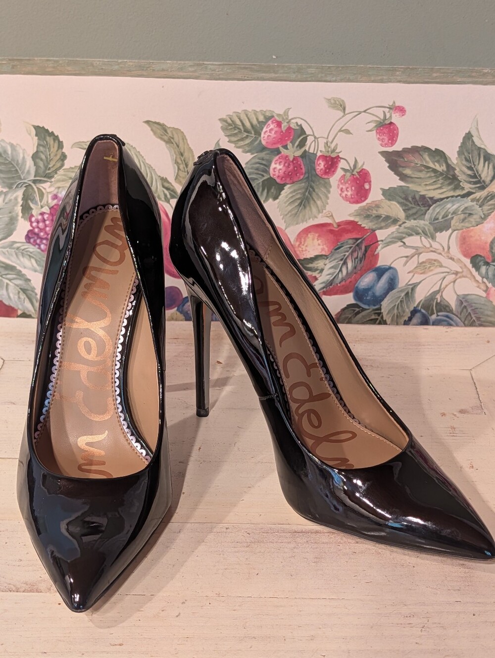 Sam Edelman Black Patent Pointed-Toe Stiletto Heels Sz 8.5